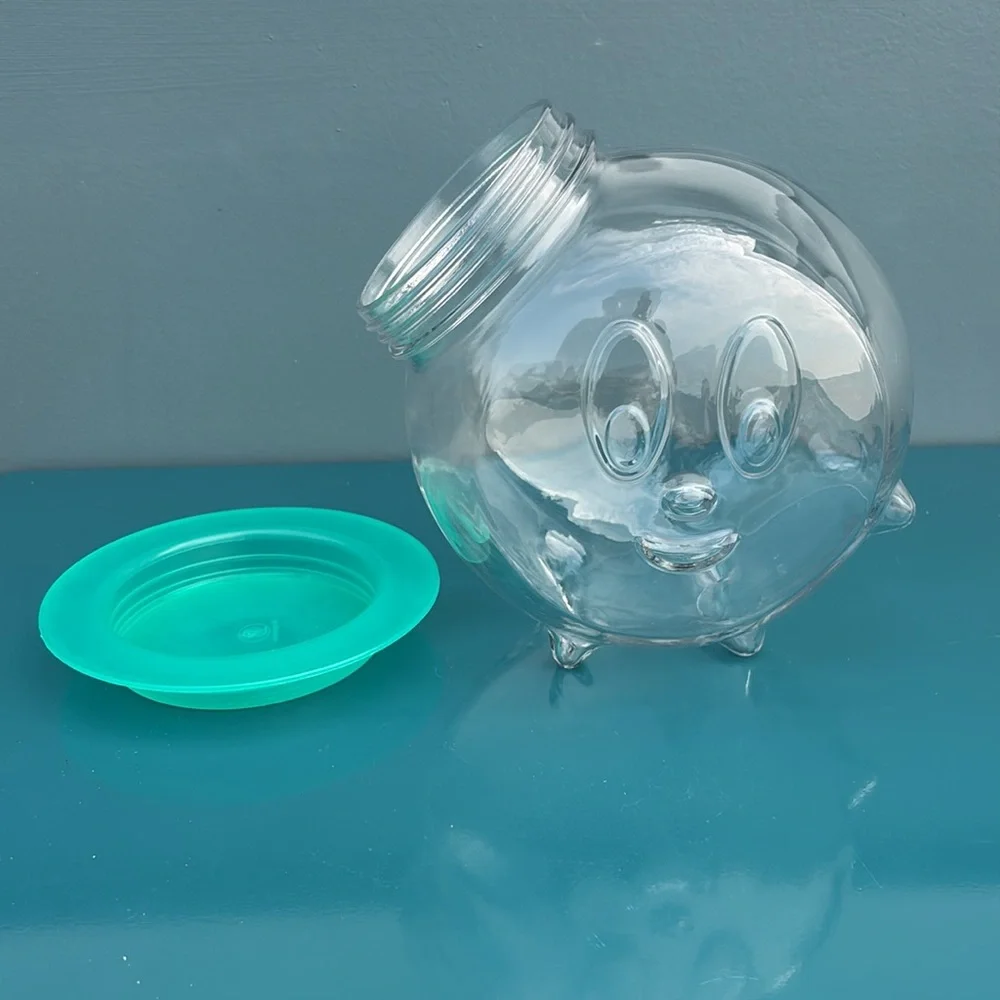 Vintage Borgonovo Italy Glass Happy Face Cookie Jar